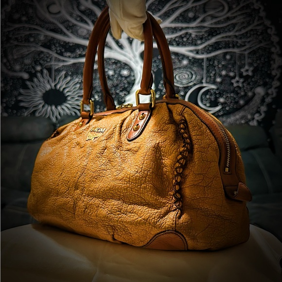 Vintage MCM Rich Brown Leather Satchel shoulder bag tote bag - Picture 4 of 15